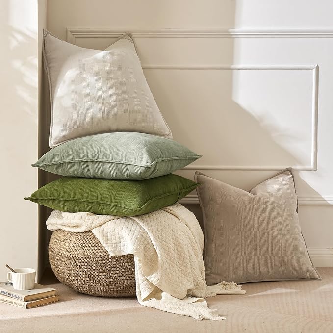 MIULEE Pack of 2 Cream Beige Decorative Pillow Covers 24x24 Inch Soft Chenille - Image 7