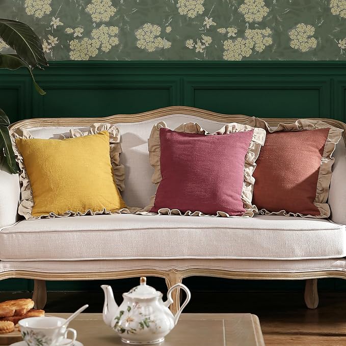 patdrea Shabby Chic Rhodo Decorative Throw Pillow Covers 18x18 2 Piece Set - Image 7