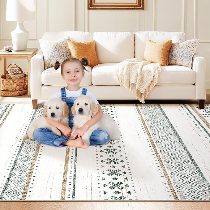 BESTSWEETIE 6x9 Area Rugs for Living Room Washable Moroccan Farmhouse Neutral - Image 7