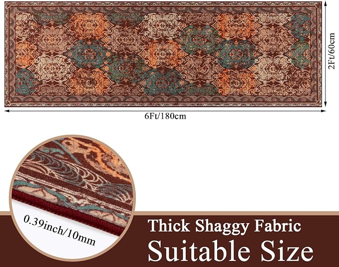Vaukki Hallway Runner Rug, Vintage Shaggy Soft Laundry Rug Runner, Non Slip - Image 2