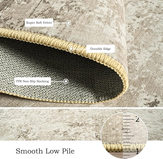 Toneed Abstract Area Rug 5x8 Modern Washable Rug Soft Non Slip Rug Low Pile - Image 6
