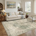Vintage 5x7 Area Rug, Washable Green Rugs by OHWPEAT