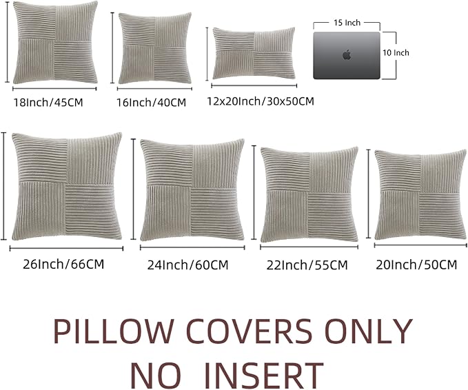 Fancy Homi 2 Packs Neutral Grey Big Decorative Throw Pillow Covers 24x24 Inch - Image 7