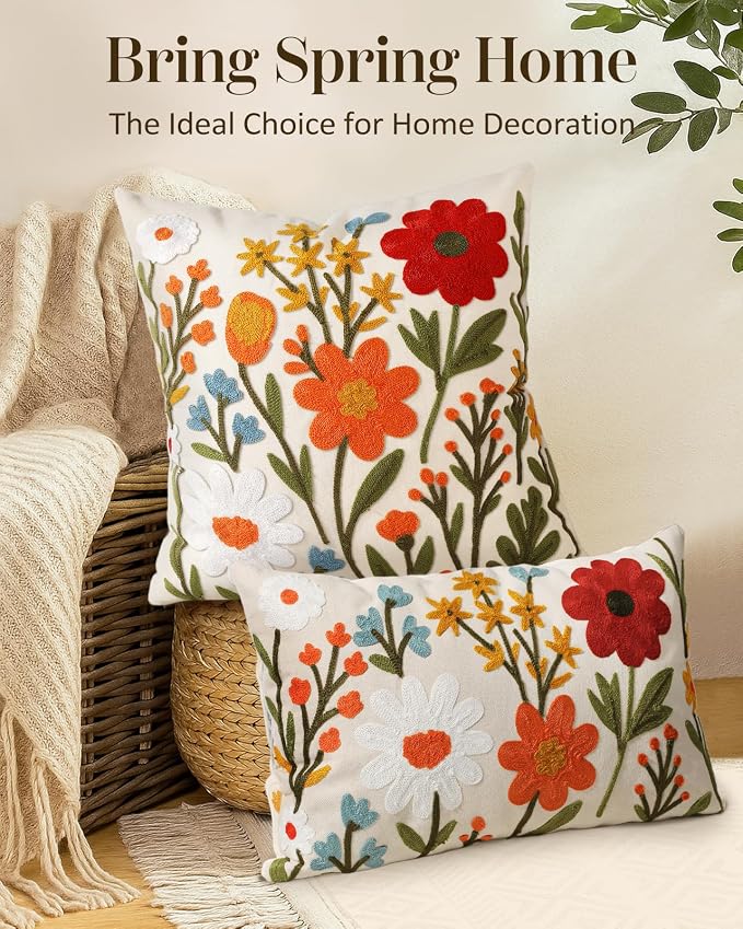 Embroidered Lumbar Pillow Cover 20x12 Inch - Image 5