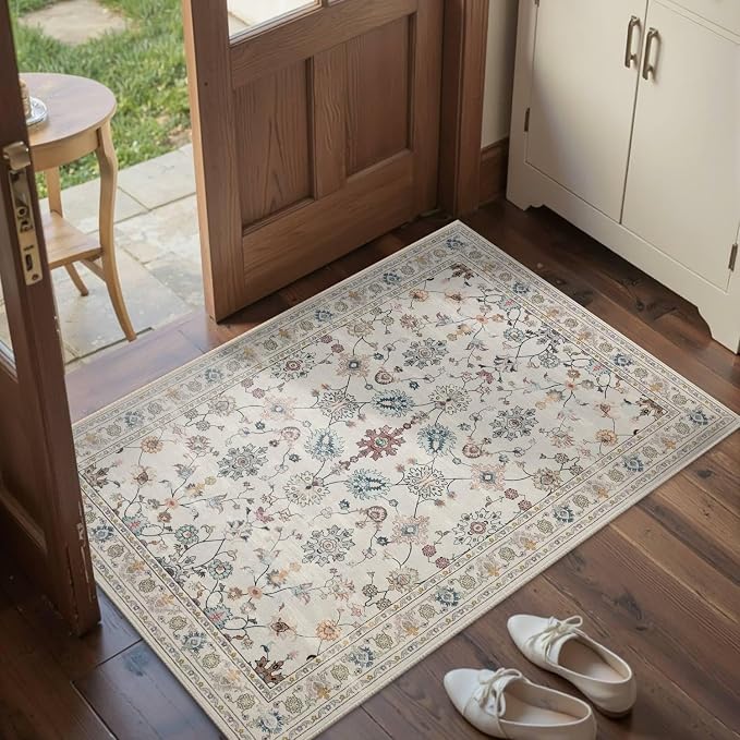 Rugxara Door Mat Floral Entryway Rug, Washable Samll 2x3 Rug, Boho Front Door - Image 2