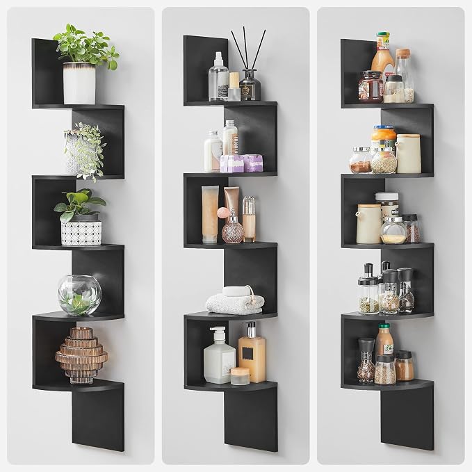 VASAGLE Corner Shelf Wall Mount, 5-Tier Floating Corner Bookshelf, Plant Shelf - Image 8