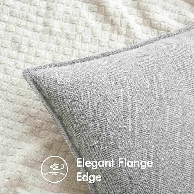 MIULEE Pack of 2 Light Grey Decorative Pillow Covers 24x24 Inch Soft Chenille - Image 2