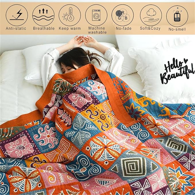 MSGKV Spring Cotton Throw Boho Blanket - Image 4