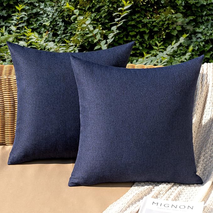 MIULEE Pack of 2 Decorative Outdoor Solid Waterproof Throw Pillow Covers Euro by MIULEE
