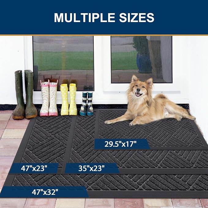 Smiry Front Door Mat Outside Entrance, Heavy Duty Outdoor Indoor Mat, Natural - Image 3