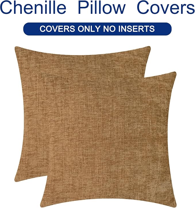 CaliTime Throw Pillow Covers Decorative 24 X 24 Inches Pack of 2 Cozy Chenille - Image 6