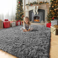 Amdrebio Grey Area Rugs for Bedroom Living Room, Fluffy Fuzzy Modern Rugs for by Amdrebio