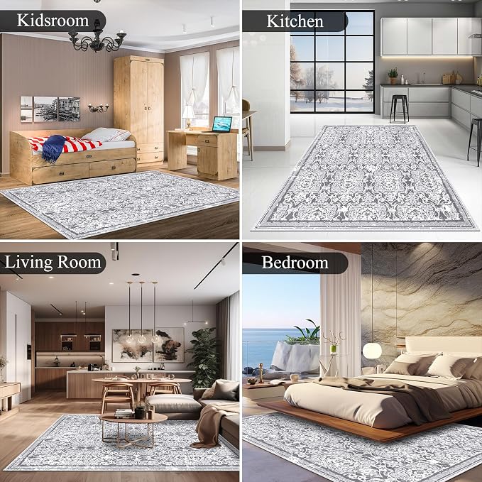 Vaukki Living Room Rug, Vintage Shaggy Soft Laundry Rug, Non Slip Kitchen Area - Image 3
