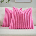 FUTEI Hot Pink Decorative Throw Pillow Covers Set of 2, 18x18 Inch Soft Fluffy by FUTEI