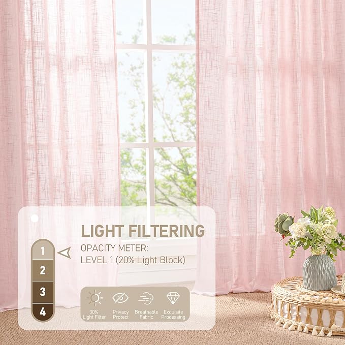 LAMIT Short Linen Curtains 30 Inch Length - Image 4