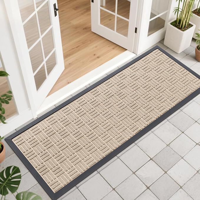 OLANLY Front Door Mat Outside Entrance 47x17, Heavy Duty Sturdy Natural Rubber by OLANLY