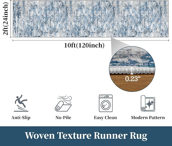 Runners for Hallways Ultra Non-Slip 2x10 Long Runner Rugs Washable Abstract - Image 2