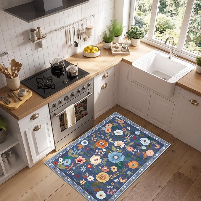 RELEANY Floral Nursery 2x3 Area Rugs Washable Print Boho Cute Carpet Non Slip - Image 3