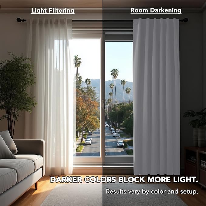 Deconovo Blackout Curtains, Thermal Insulated, W42 x L95 2 Panels, Back Tab - Image 3