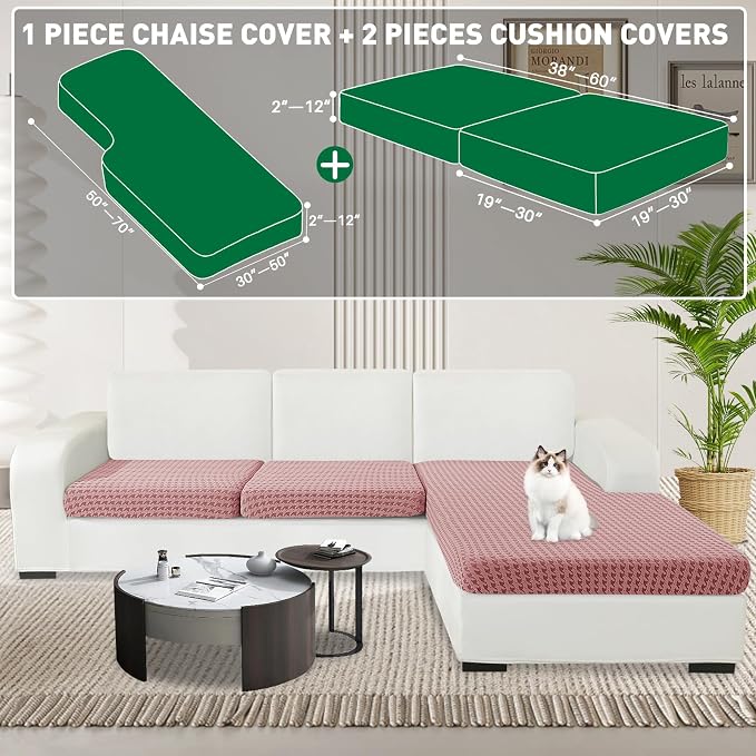 MAXIJIN Couch Cushion Covers for Sectional Sofa, Stretch Sofa Cushion Cover - Image 2