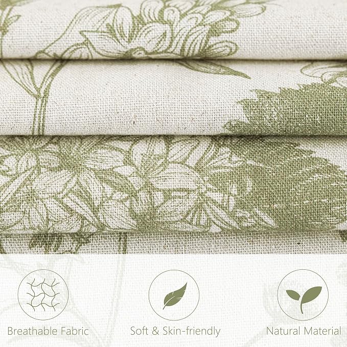 Foindtower Set of 2 Linen Floral Throw Pillow Covers Vintage Accent Print - Image 2