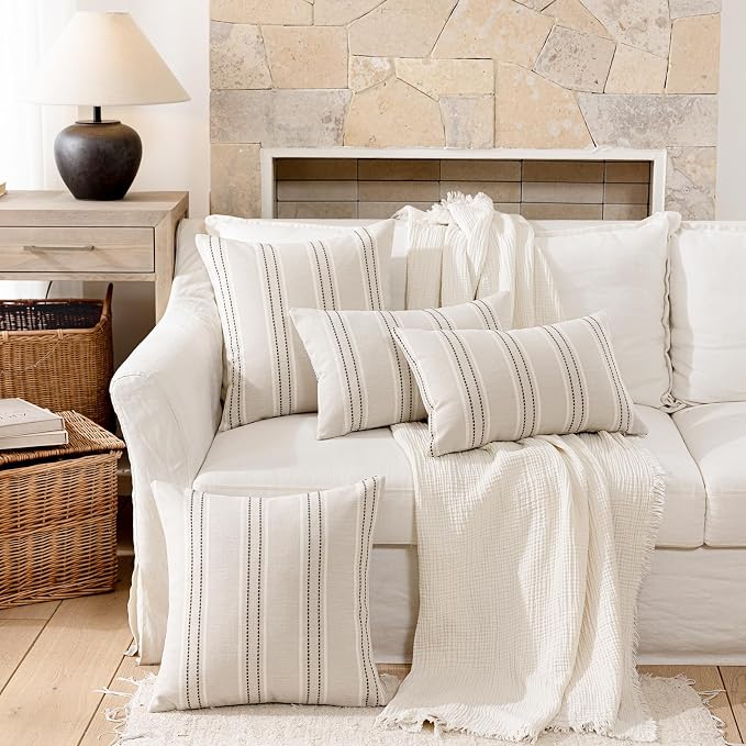 Hckot Throw Pillow Covers 18x18 Set of 2 Charcoal Pillow Covers Farmhouse - Image 5