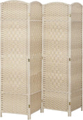 HOMCOM Room Divider, 6 Ft 4 Panel Folding Privacy Screen, Hand-Woven PP Wall by HOMCOM