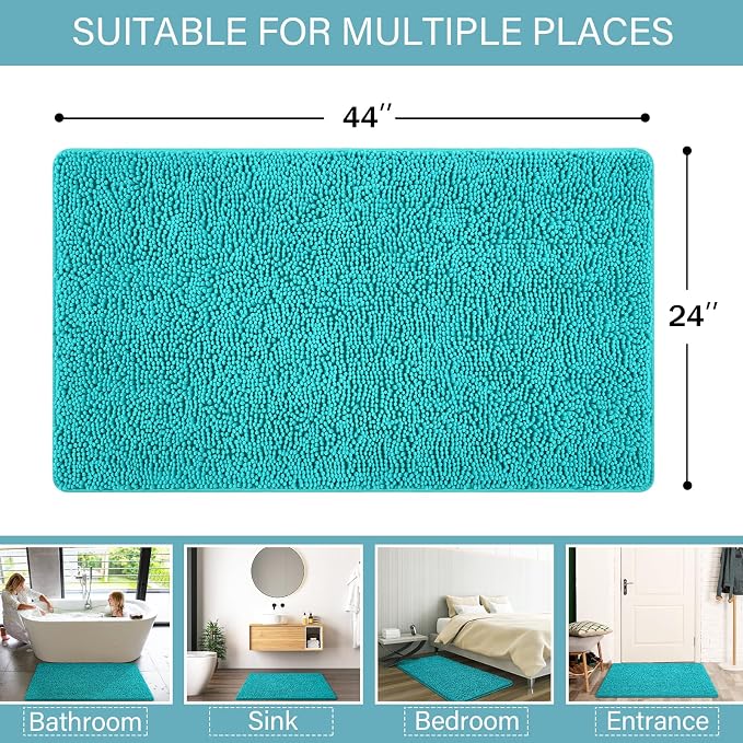 LOCHAS Luxury Bathroom Rug Shaggy Bath Mat 24 x 44 Inch, Washable Non Slip Bath - Image 2