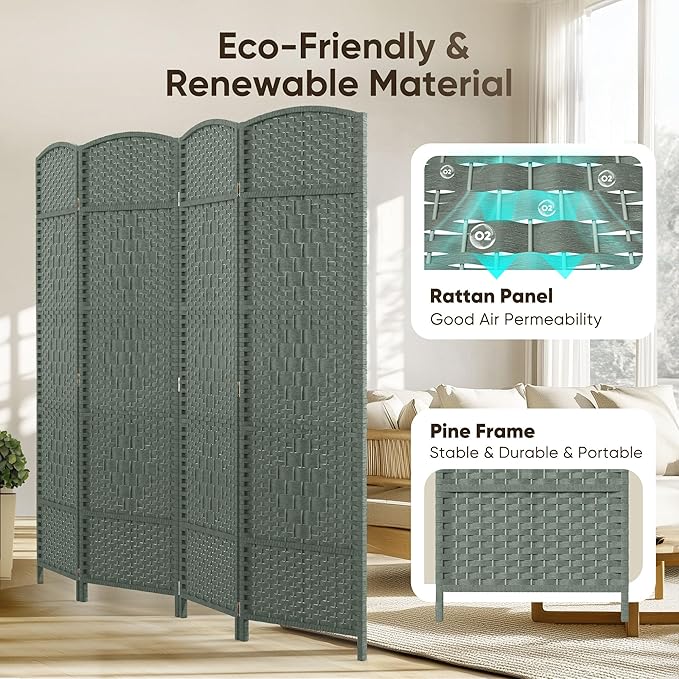 JOSTYLE Folding Privacy Room Divider, 4 Panel Screen Divider 6 ft. Tall - Image 6
