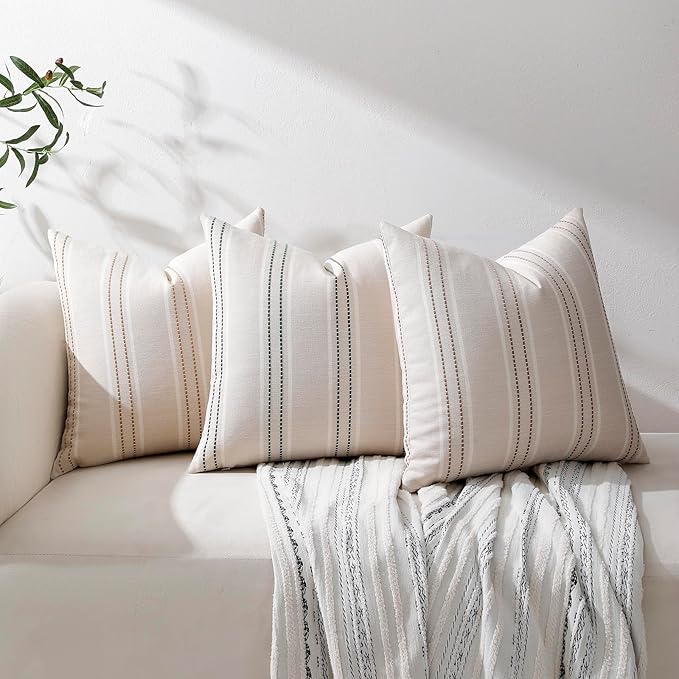 Hckot Throw Pillow Covers 24x24 Set of 2 Taupe Pillow Covers Farmhouse - Image 5