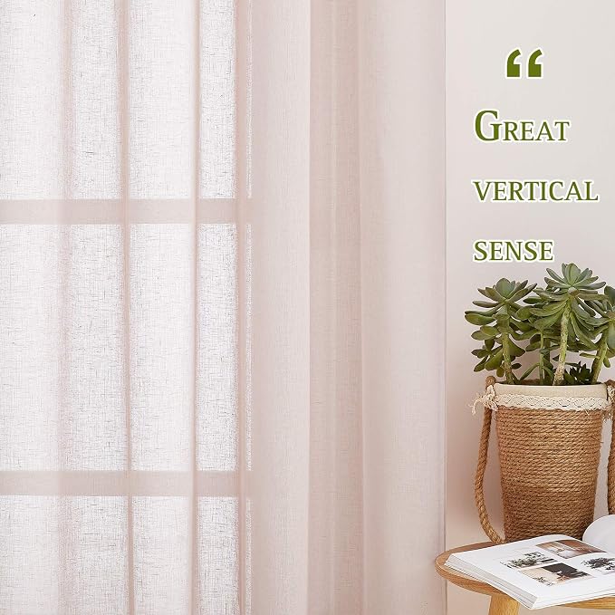 NICETOWN Linen Blend Semi Sheer Curtains 63" L - Image 6