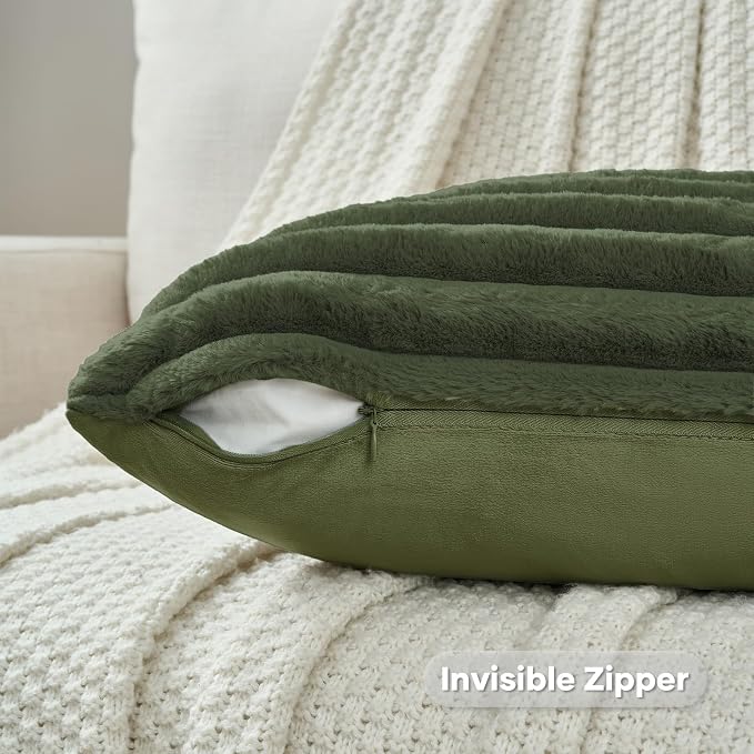 FUTEI Olive Green Decorative Throw Pillow Covers Set of 2, 28x28 Inch Soft - Image 3