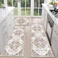 HEBE Farmhouse Kitchen Rugs Sets of 3 Non Slip Washable Boho Kitchen Rugs and by HEBE