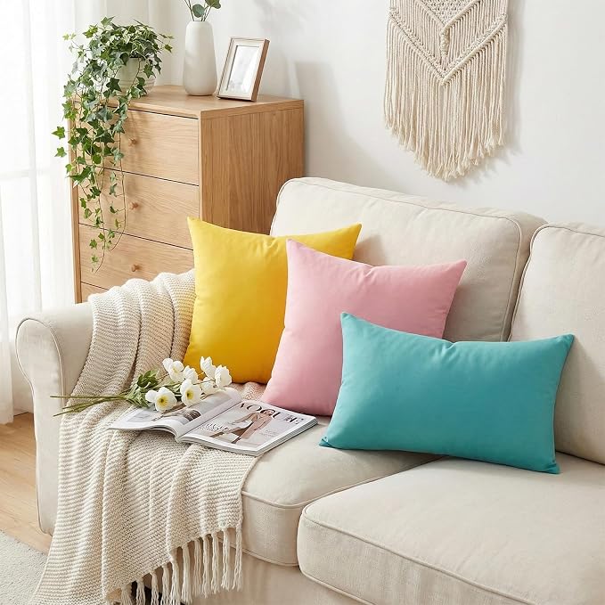 4-Pack 100% Cotton Lumbar Comfortable Solid Decorative Throw Pillow Case - Image 2