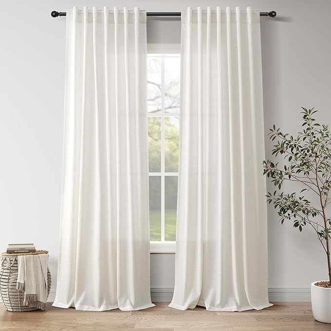 Nanspring Natural Linen Curtains 102 Inches Long by Nanspring