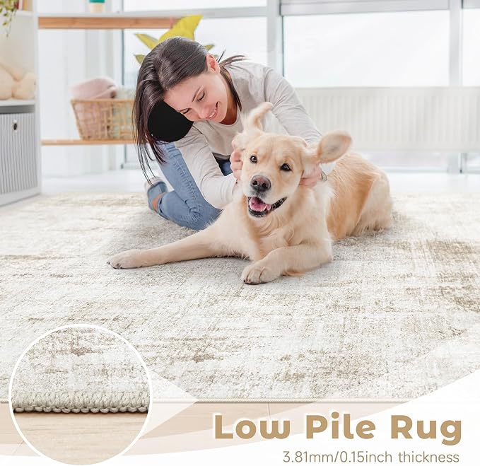 8x10 Area Rug for Living Room: Washable Abstract Soft Rugs Non Slip Modern - Image 7