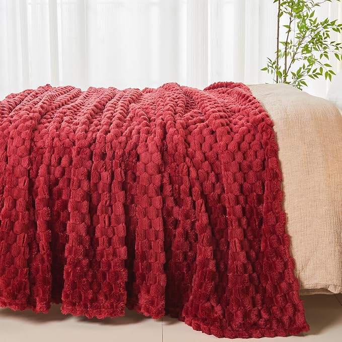 NEWCOSPLAY Super Soft King Blanket Red Premium Silky Flannel Fleece 3D Clouds - Image 7