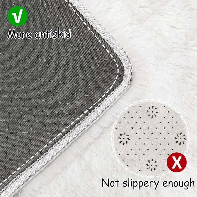 White Rug for Living Room 8x10ft Fluffy Area Rug Mat Bedside Throw Rug for - Image 3