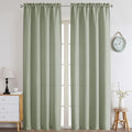 Chyhomenyc Bennet Light Green Curtains 96 Inches Long 2 Panels, Faux Linen by Chyhomenyc