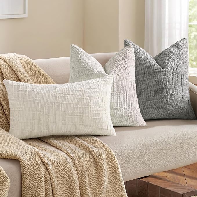 decorUhome Light Grey Chenille Euro Sham Throw Pillow Covers 22x22 Set of 2 - Image 4