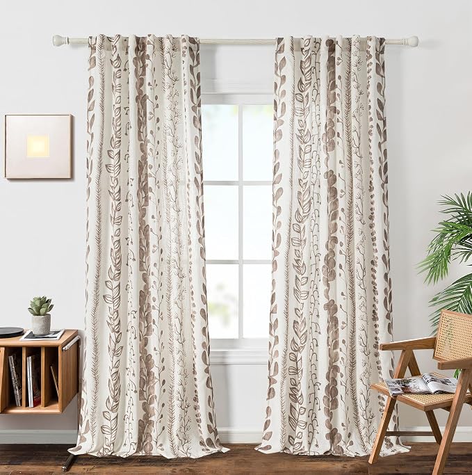 MEETSKY Brown Sheer Curtains 72 Inches Long 2 Panels Boho Curtains - Image 2