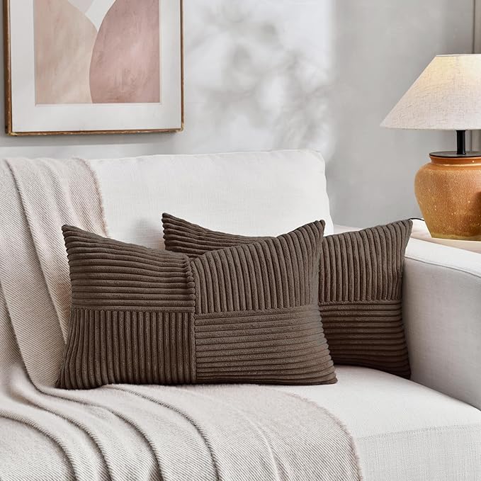Fancy Homi 2 Packs Dark Brown Lumbar Decorative Throw Pillow Covers 14x24 Inch - Image 5