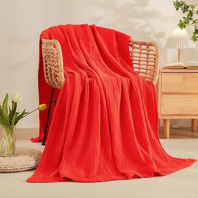 EMME Cotton Muslin King Blanket Bed Layering Breathable Gauze Blanket Soft - Image 2