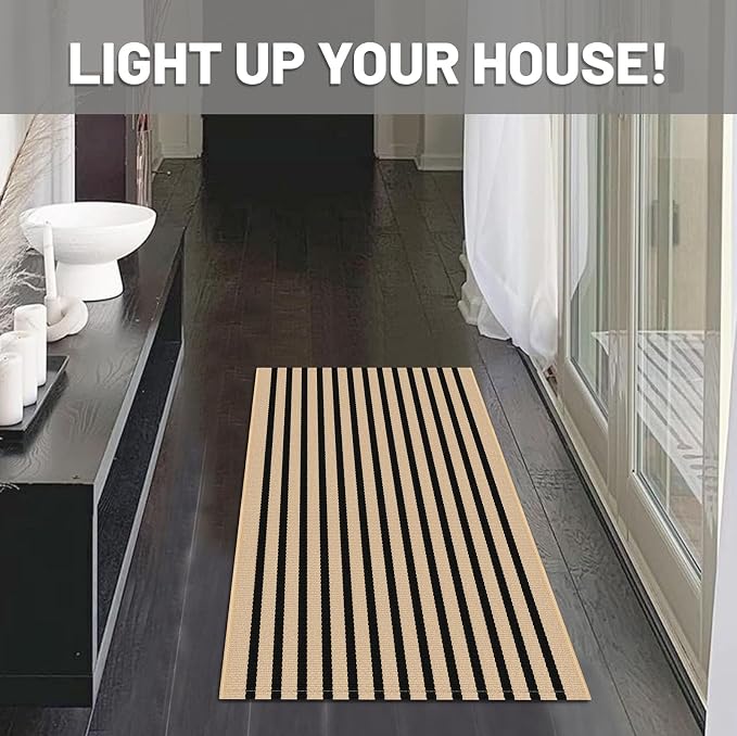 IOHOUZE Striped Area Rug 2'x3' Front Door Rugs Small Washable Area Rug - Image 3