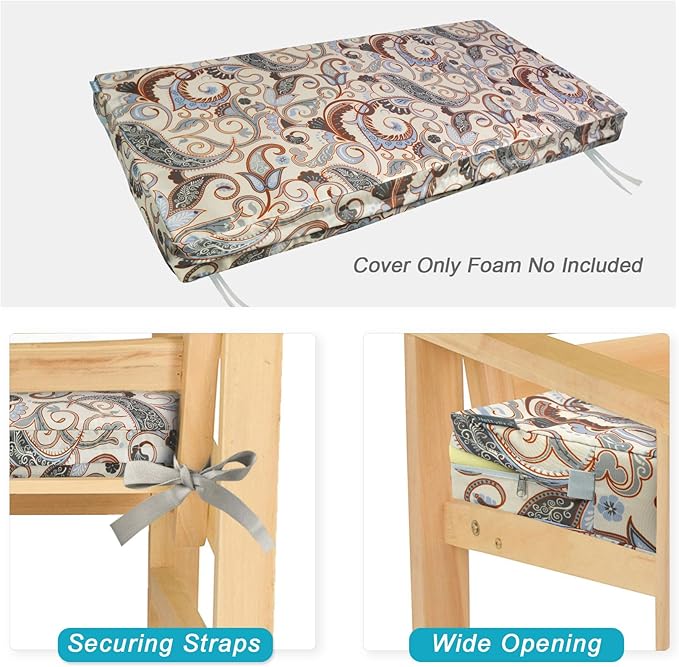 NettyPro Outdoor Patio Bench Swing Cushion Cover Replacement Water Resistant UV - Image 4