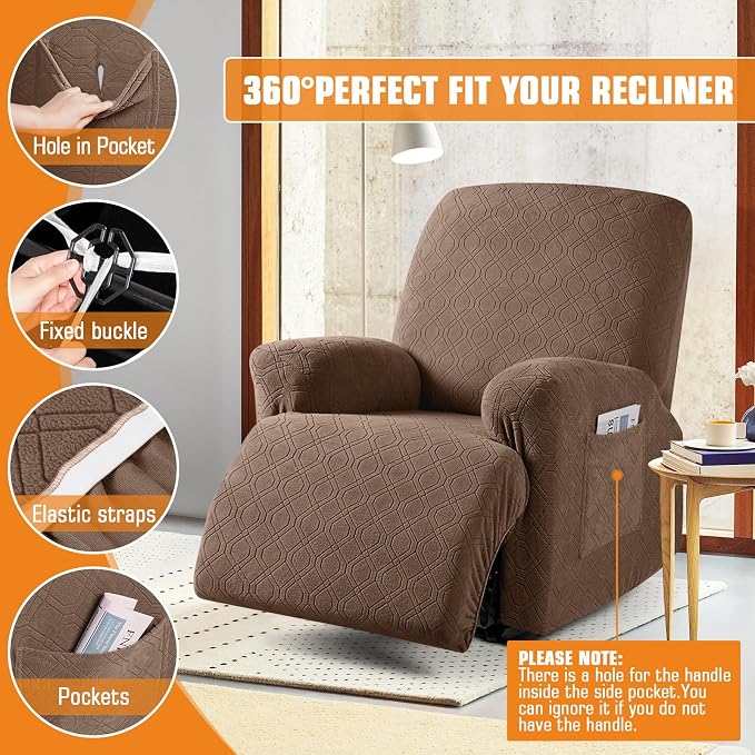 VANSOFY Recliner Chair Cover, 3-Pieces Stretch Recliner Covers - Image 5