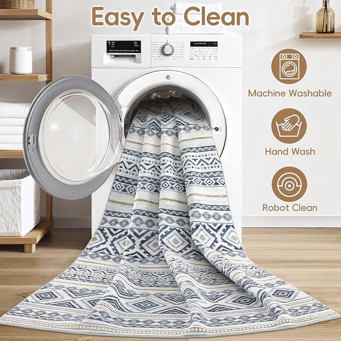 cotiled 6x8 Area Rug Living Room: Washable Boho Rugs - Image 3