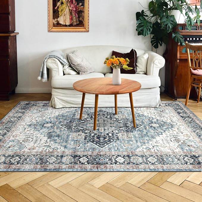 Area Rug 4×6, Vintage Boho Rug, Ultra-Soft Low Pile, Non Slip, Stain Resistant - Image 6