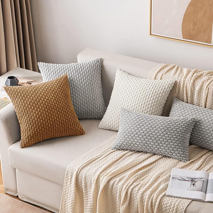 MIULEE Pack of 2 Decorative Throw Pillow Covers 16x16 Inch Soft Boho Striped - Image 4