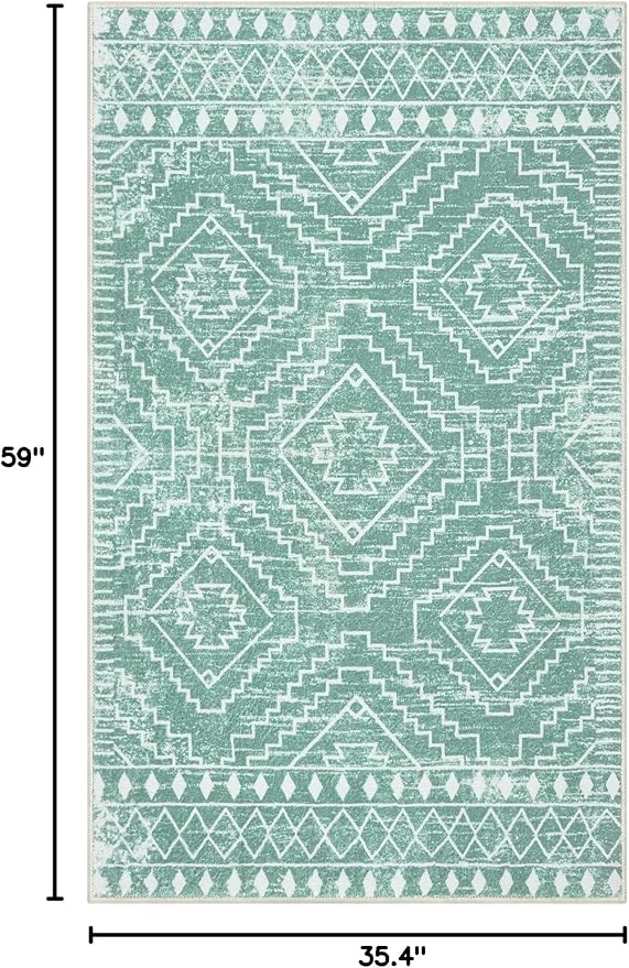 Wonnitar Moroccan 3x5 Area Rug, Sage Green Rug - Image 2